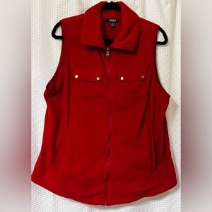 Chaps Women’s XLg Red Cozy Soft Fleece Zip Up Front Collar Vest W/Pockets